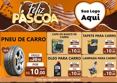 Modelo de Encarte para Encarte A4 Horizontal com o tema Feliz Páscoa para Auto peças