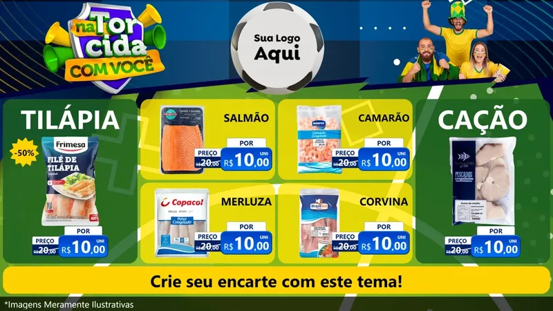 Modelo de TV para TV Horizontal com o tema Na Torcida Com Você - Copa para Peixaria