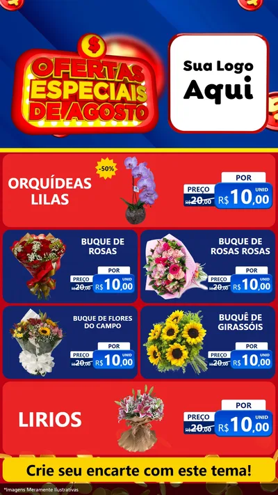 Modelo de TV para TV Vertical com o tema Ofertas Especiais de Agosto para Floricultura e jardim