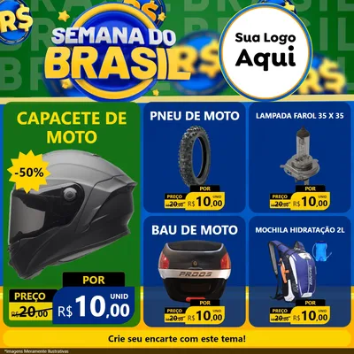 Modelo de Rede Social para Feed Facebook com o tema Semana Do Brasil para Moto peças