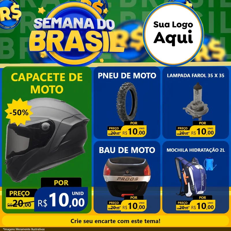 Modelo de Rede Social para Feed Facebook com o tema Semana Do Brasil para Moto peças