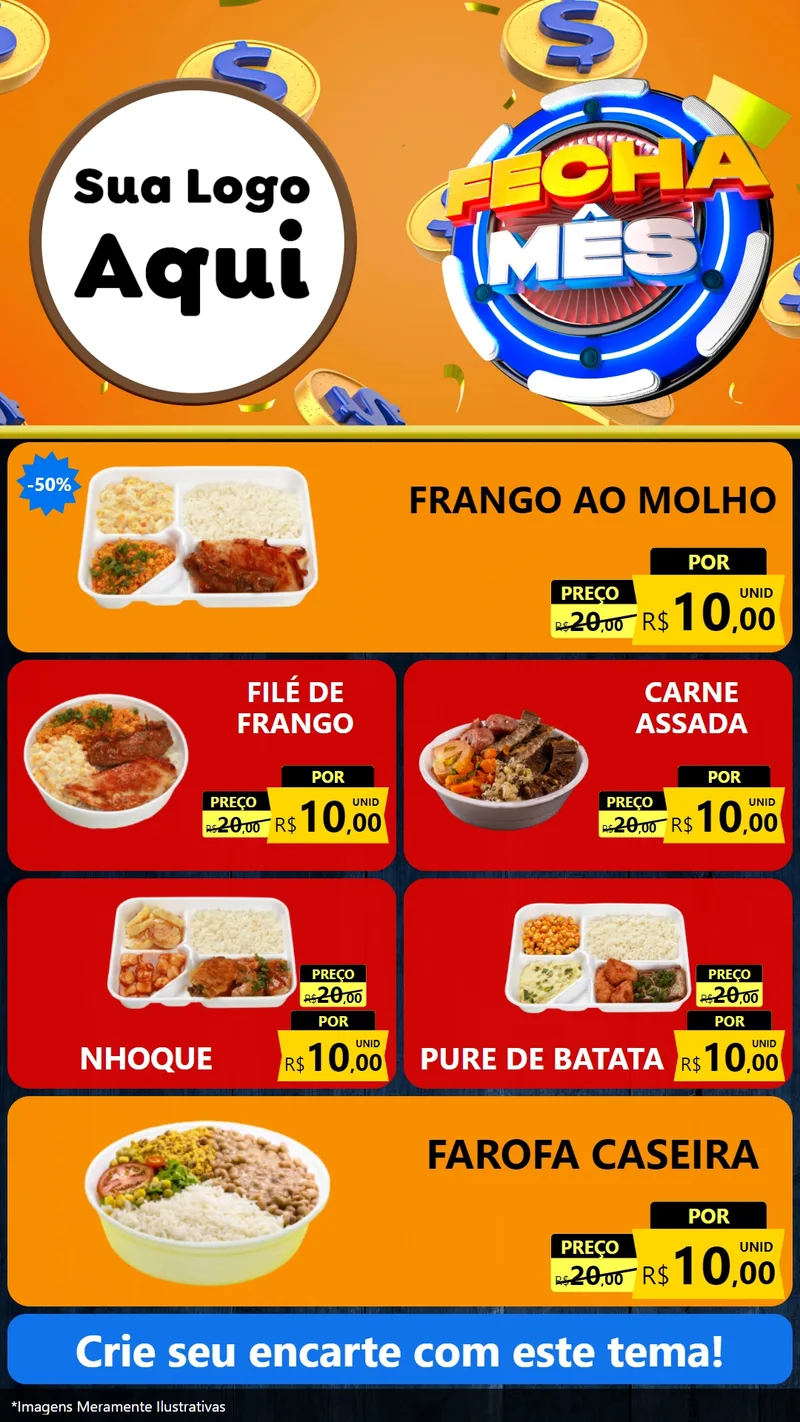 Modelo de TV para TV Vertical com o tema Fecha Mês para Restaurante