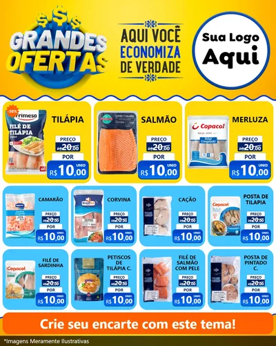 Modelo de Rede Social para Feed Instagram com o tema Grandes Ofertas para Peixaria