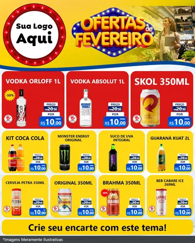 Modelo de Rede Social para Feed Instagram com o tema Ofertas de Fevereiro para Distribuidora de bebidas