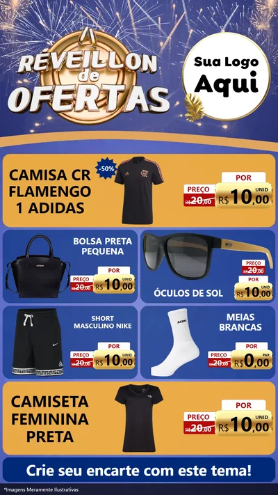 Modelo de TV para TV Vertical com o tema Réveillon de Ofertas para Roupas e acessórios
