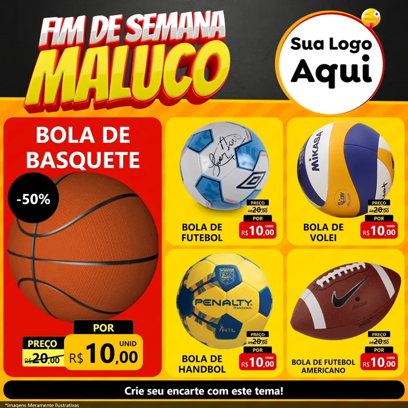 Modelo de Rede Social para Feed Facebook com o tema Final de Semana Maluco para Artigos Esportivos