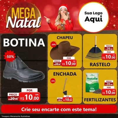 Modelo de Rede Social para Feed Facebook com o tema Mega Natal para Agropecuária