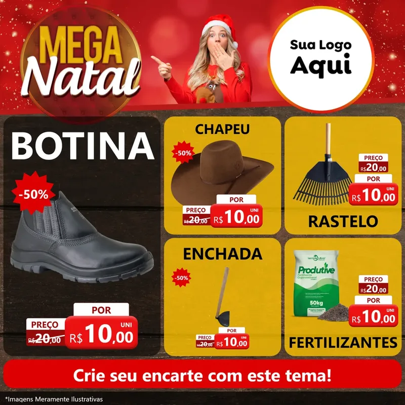 Modelo de Rede Social para Feed Facebook com o tema Mega Natal para Agropecuária