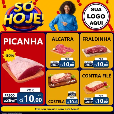 Modelo de Rede Social para Feed Facebook com o tema Só Hoje! para Açougue
