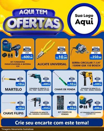 Modelo de Rede Social para Feed Instagram com o tema Aqui Tem Ofertas para Maquinas e Ferramentas