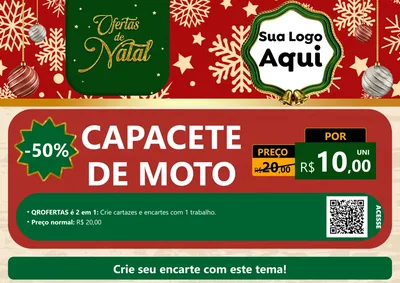 Modelo de Cartaz para Cartaz A4 Horizontal com o tema Natal de Ofertas para Moto peças