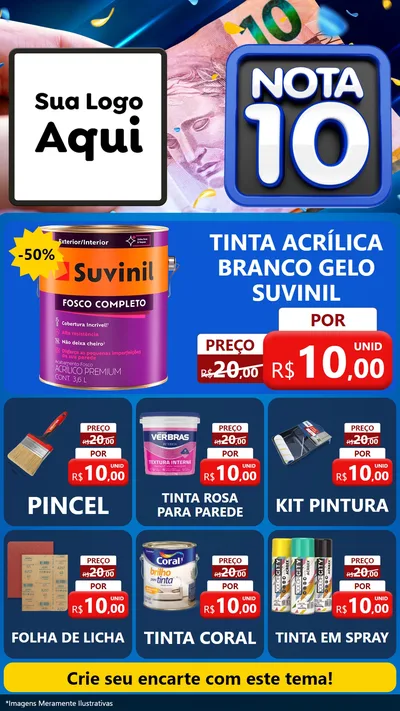 Modelo de Rede Social para Stories com o tema Nota 10 para Tintas e Ferramentas