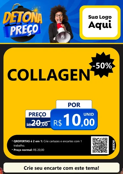 Modelo de Cartaz para Cartaz A4 Vertical com o tema Detona Preços para Suplementos alimentares