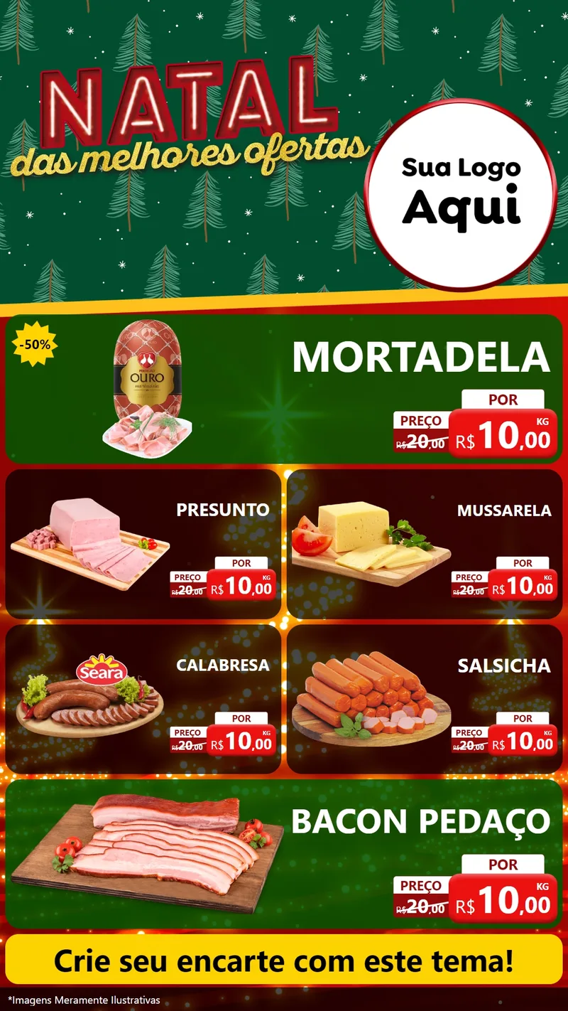 Modelo de TV para TV Vertical com o tema Natal das Melhores Ofertas para Frios e Laticínios