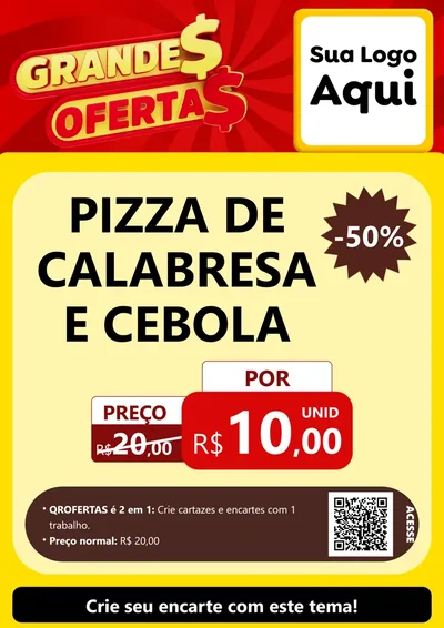 Modelo de Cartaz para Cartaz A4 Vertical com o tema Grandes Ofertas para Pizzaria