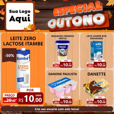 Modelo de Rede Social para Feed Facebook com o tema Especial Outono para Frios e Laticínios