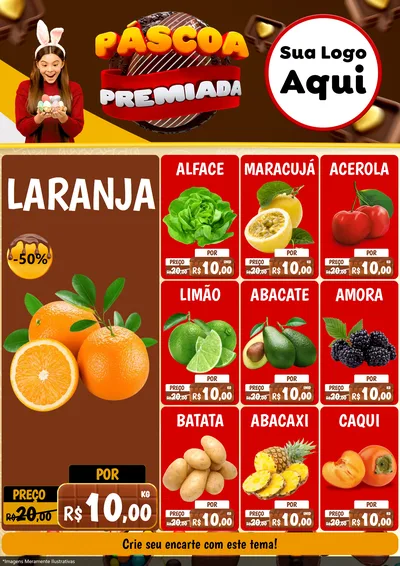 Modelo de Encarte para Encarte A4 Vertical com o tema Páscoa Premiada para Hortifrúti