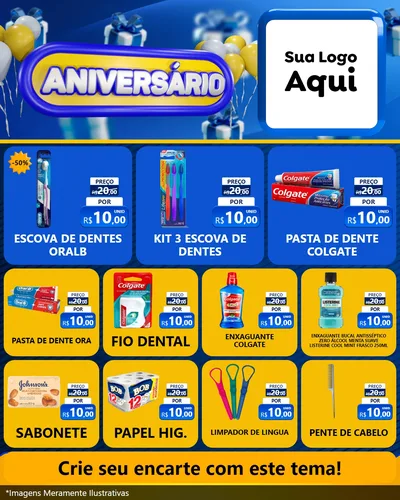 Modelo de Rede Social para Feed Instagram com o tema Aniversário para Higiene Pessoal