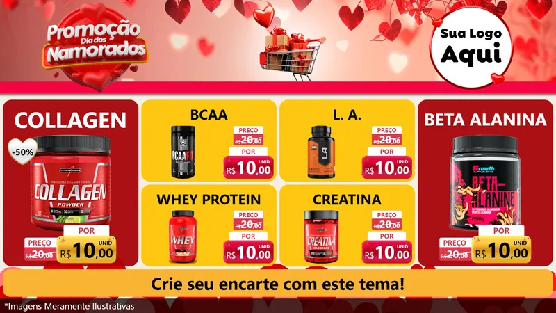Modelo de TV para TV Horizontal com o tema Promoção Dia dos Namorados para Suplementos alimentares