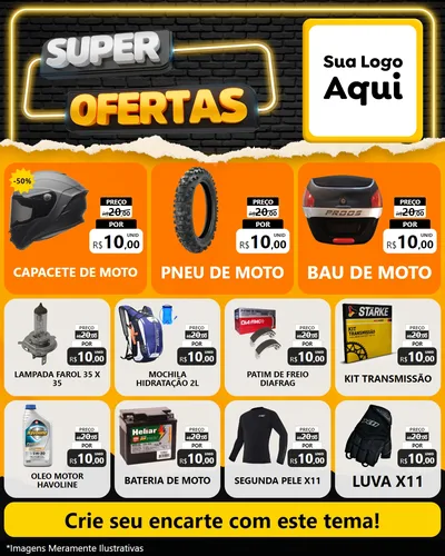 Modelo de Rede Social para Feed Instagram com o tema Super Ofertas para Moto peças