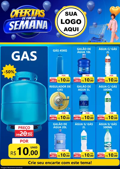 Modelo de Encarte para Encarte A4 Vertical com o tema Ofertas de Fim de Semana para Água e gás