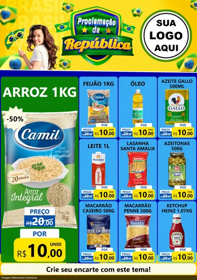 Modelo de Encarte para Encarte A4 Vertical com o tema Proclamação da República para Supermercado