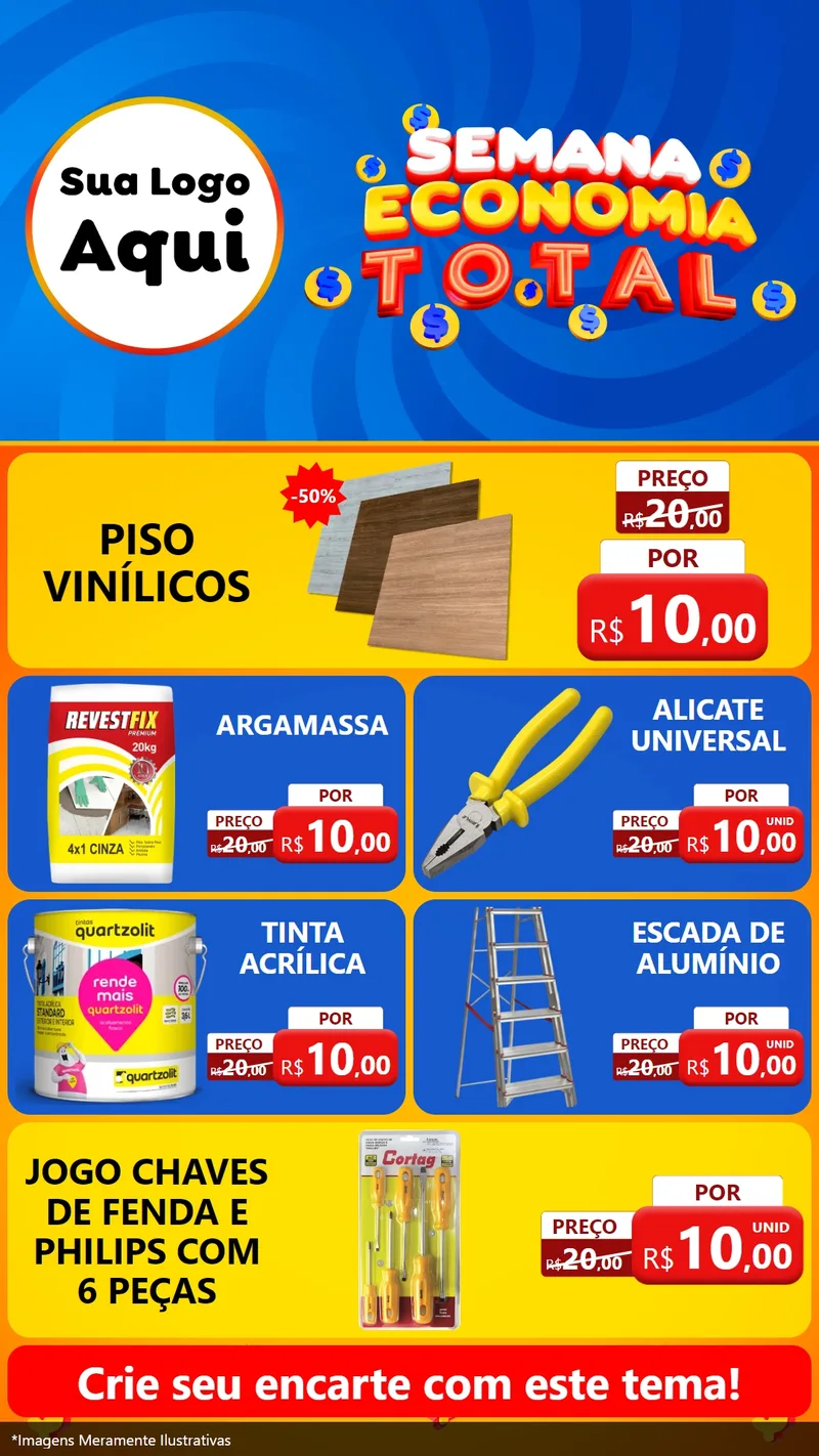 Modelo de TV para TV Vertical com o tema Semana Economia Total para Material para Construção
