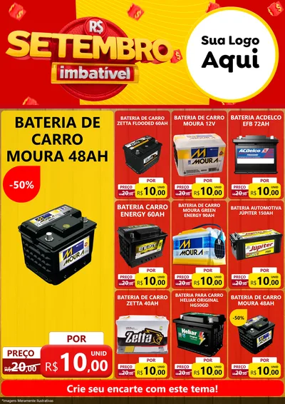 Modelo de Encarte para Encarte A4 Vertical com o tema Setembro Imbatível para Baterias Elétricas