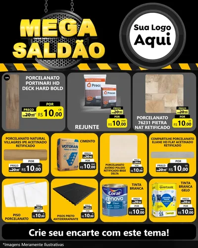 Modelo de Rede Social para Feed Instagram com o tema Mega Saldão para Pisos e revestimentos