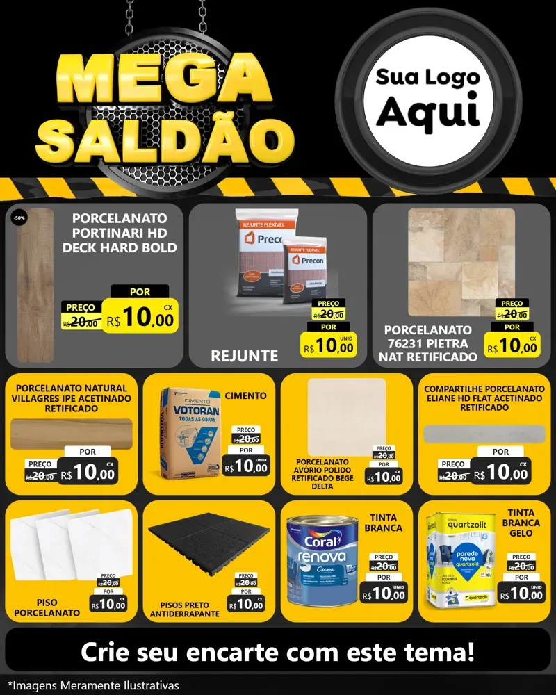 Modelo de Rede Social para Feed Instagram com o tema Mega Saldão para Pisos e revestimentos