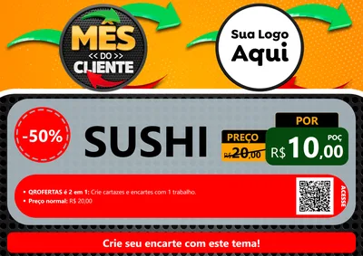 Modelo de Cartaz para Cartaz A4 Horizontal com o tema Mês do Cliente para Comida japonesa