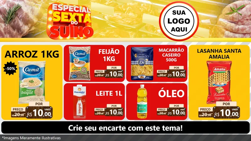 Modelo de TV para TV Horizontal com o tema Especial Sexta do Suíno para Supermercado