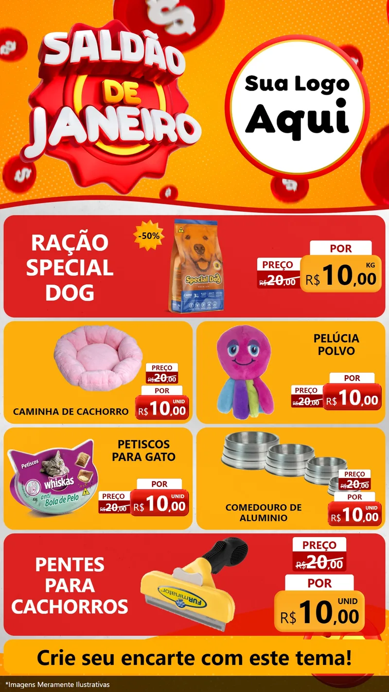 Modelo de TV para TV Vertical com o tema Saldão de Janeiro para Pet Shop