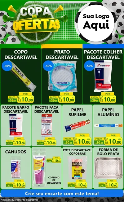 Modelo de Encarte para Encarte Grande com o tema Copa De Ofertas para Embalagens