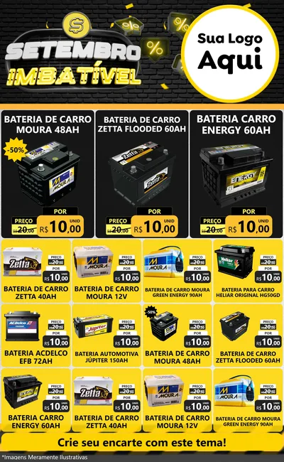 Modelo de Encarte para Encarte Grande com o tema Setembro Imbatível para Baterias Elétricas