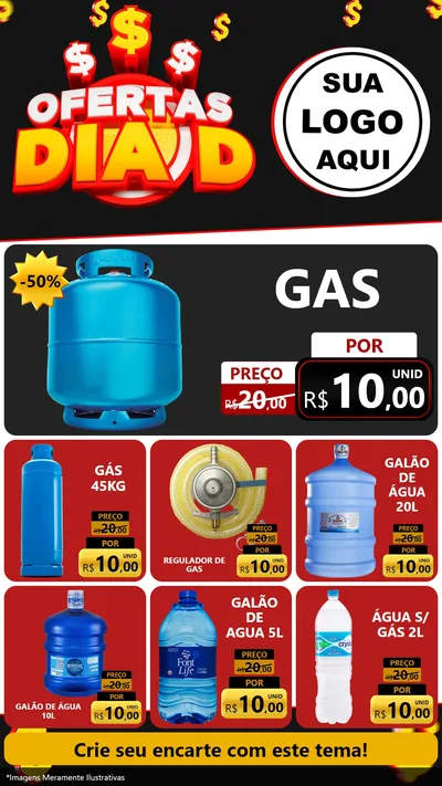Modelo de Rede Social para Stories com o tema Ofertas Dia D para Água e gás