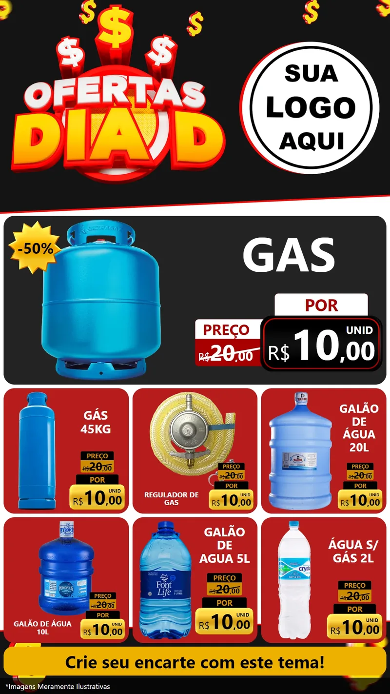 Modelo de Rede Social para Stories com o tema Ofertas Dia D para Água e gás