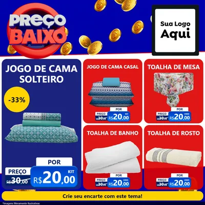 Modelo de Rede Social para Feed Facebook com o tema Preço Baixo para Cama, Mesa e Banho