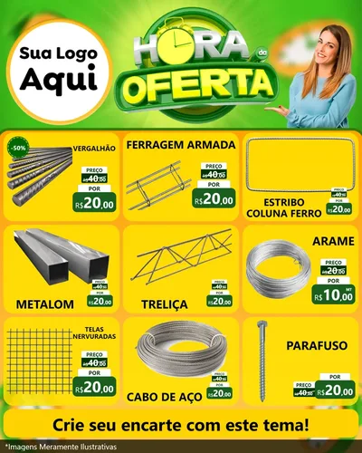 Modelo de Rede Social para Feed Instagram com o tema Hora da Oferta para Ferragens