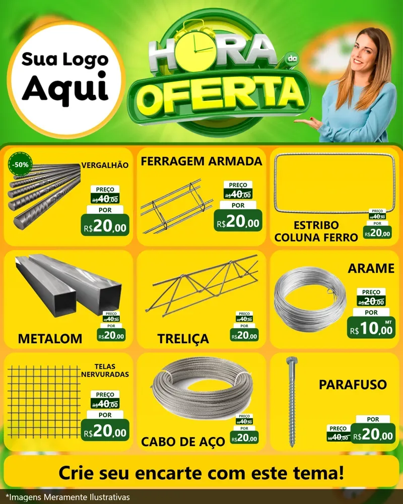 Modelo de Rede Social para Feed Instagram com o tema Hora da Oferta para Ferragens