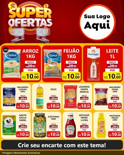 Modelo de Rede Social para Feed Instagram com o tema Super Ofertas para Supermercado