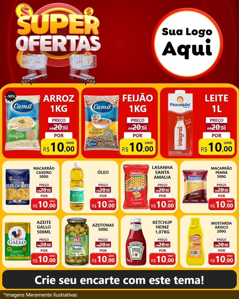 Modelo de Rede Social para Feed Instagram com o tema Super Ofertas para Supermercado