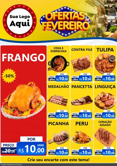 Modelo de Encarte para Encarte A4 Vertical com o tema Ofertas de Fevereiro para Assados