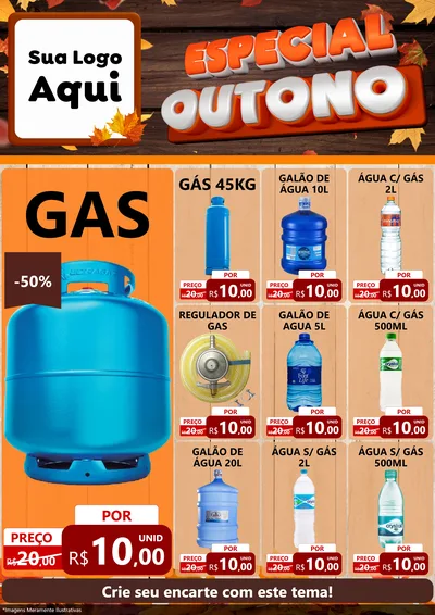Modelo de Encarte para Encarte A4 Vertical com o tema Especial Outono para Água e gás