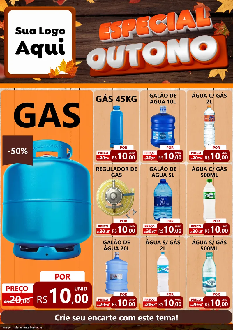 Modelo de Encarte para Encarte A4 Vertical com o tema Especial Outono para Água e gás