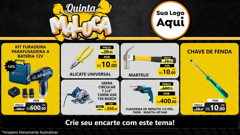 Modelo de TV para TV Horizontal com o tema Quinta Maluca para Maquinas e Ferramentas