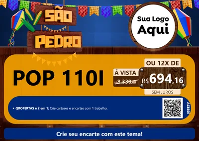 Modelo de Cartaz para Cartaz A4 Horizontal com o tema São Pedro para Concessionaria de Motos