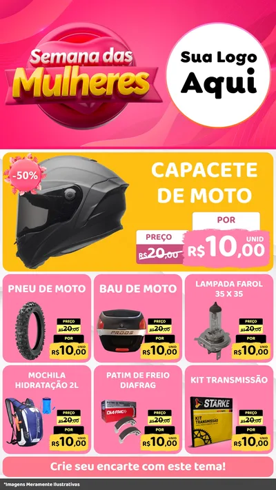 Modelo de Rede Social para Stories com o tema Semana das Mulheres para Moto peças