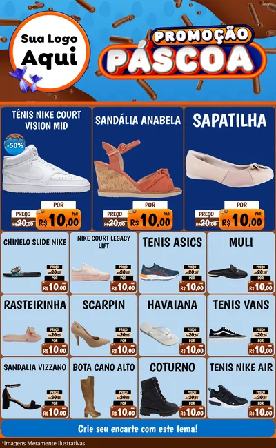 Modelo de Encarte para Encarte Grande com o tema Promoção Páscoa para Calçados