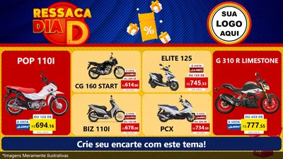 Modelo de TV para TV Horizontal com o tema Ressaca Dia D para Concessionaria de Motos